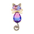 thumbnail image 1 of Delicado broche con forma de gato y diamantes de imitación para mujeres y niñas, chapado en oro, 1 of 3