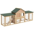 thumbnail image 1 of PawHut Large Rabbit Hutch Wood Bunny Cage Outdoor Guinea Pig House with Double Runs Slide Out Tray Ramps, 83"x18"x33", Natural, 1 of 10
