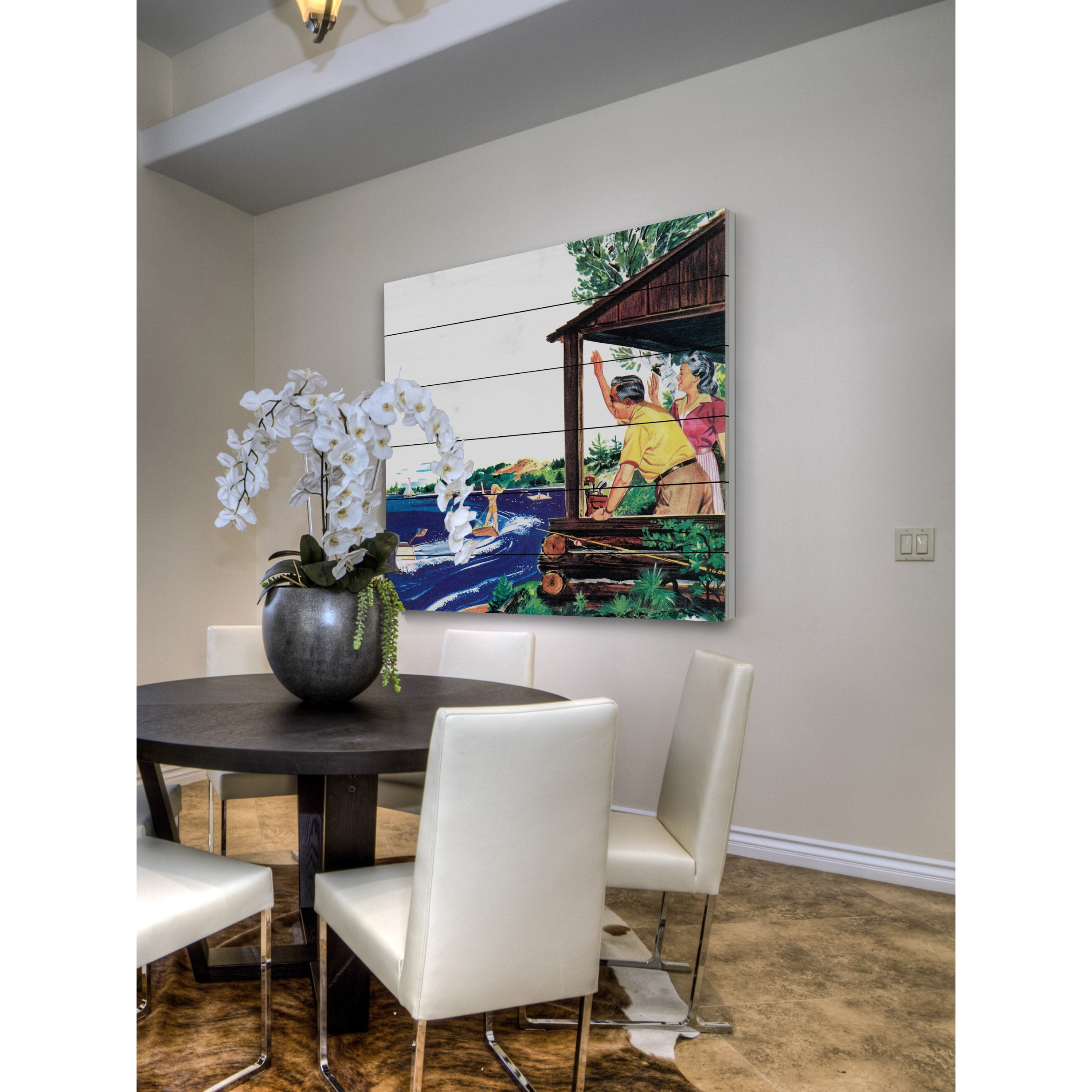 Marmont Hill "Porch Wave" Painting Print on White Wood