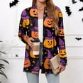 thumbnail image 2 of WTOBBY Women's Halloween Print Lightweight Open Front Cardigan Sweater Long Sleeve Casual Loose Thin Knit With Pockets Fall Batwing Cover Up Outerwear,Light Purple XL, 2 of 6