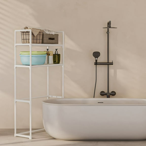 Vggrvlo 2-Tier over the toilet storage shelf Large Capacity Bathroom Organizers and Storage No Drilling Shelves for Bathroom Storage & Home Decor White