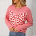 thumbnail image 6 of Cute Heart Sweaters for Women Long Sleeve Valentines Day Sweater Crew Neck Casual Ribbed Knit Pullover Top Pink, M, 6 of 7