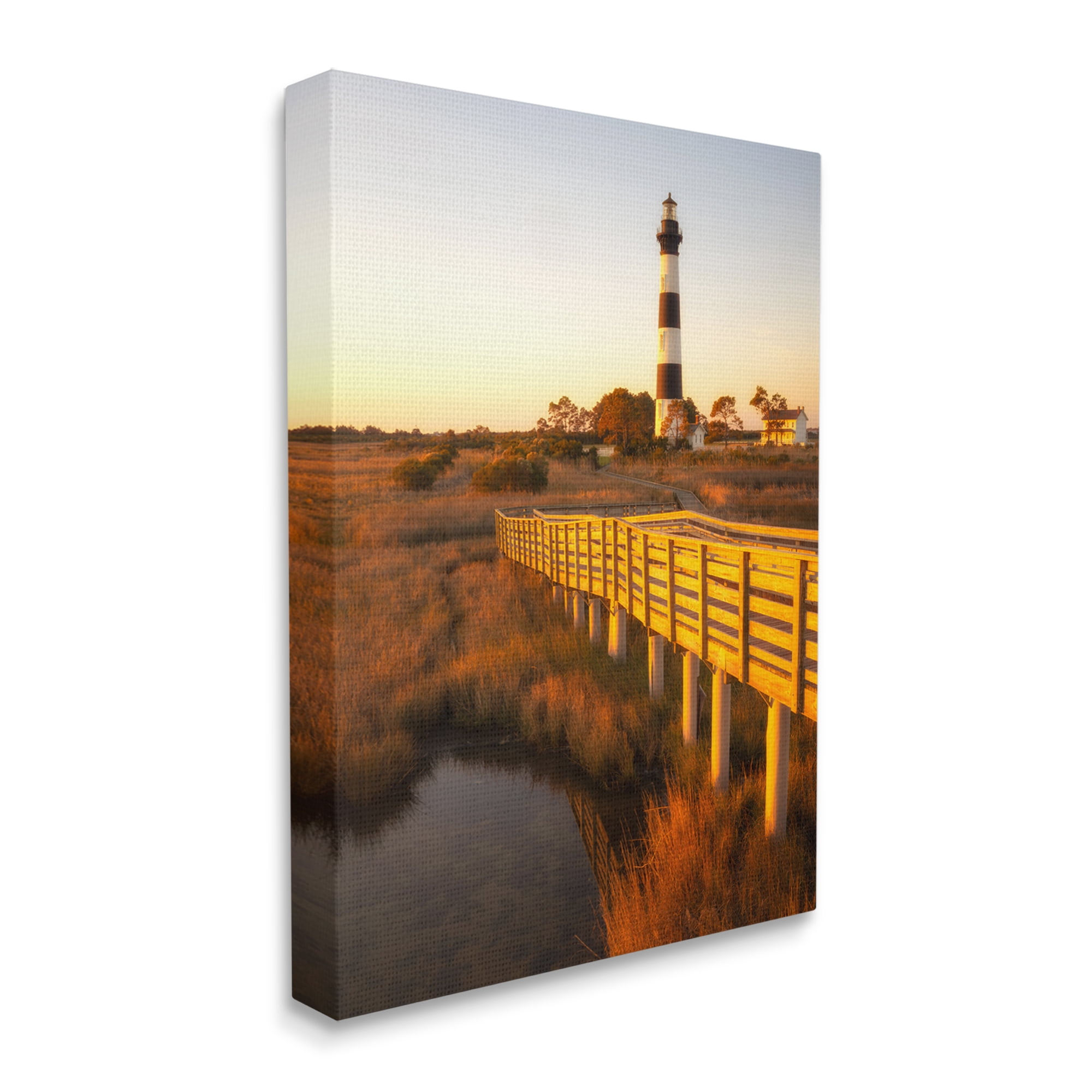 Stupell Industries Bridge to Lighthouse Nature Photography Gallery Wrapped Canvas Art Print Wall Art, 36 x 48