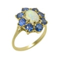 thumbnail image 1 of LBG British Made 9k Yellow Gold Natural Opal & Sapphire Womens Engagement Ring - 33 size options - Size 4.75, 1 of 6