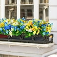 thumbnail image 2 of 6 Bundles Artificial Fake Flowers Daisy Bouquets Outdoors Silk Faux Wild Colorful Flowers Daisies with Stems for Indoor Outside Home Garden Grave Cemetery Decor (Blue White & Yellow), 2 of 8