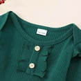 thumbnail image 5 of REgarm First Christmas Baby Girl Outfit Ruffle Long Sleeve Romper Christmas Plaid Flare Pants Headband 3Pcs Fall Winter Clothes Sets (Green,0-3 Months), 5 of 7