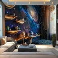 thumbnail image 3 of Modern Wallpaper Murals 3D Cosmic Boy s Bedroom Lamp Drapes Peel and Stick Removable Self-Adhesive PVC Wall Stickers for Nursery Kids Bedroom TV Wall Decor, 3 of 5
