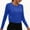 Blue women crop top long sleeve a1, variant on Women Fall Winter Round Neck Long Sleeve Side Slit Crop Top Solid Casual Workout Fitness Pullover Tops, Gray S