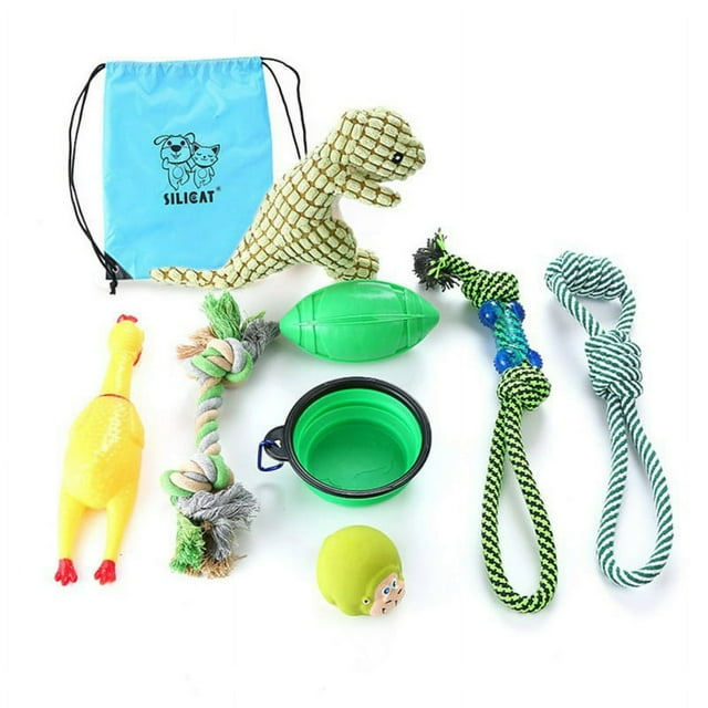 PENGXAING Pet Dog Interactive Toy In The Same Color Set Cotton Rope and Plastic Flannel Ball Chew Toy Combo Pack Randomly