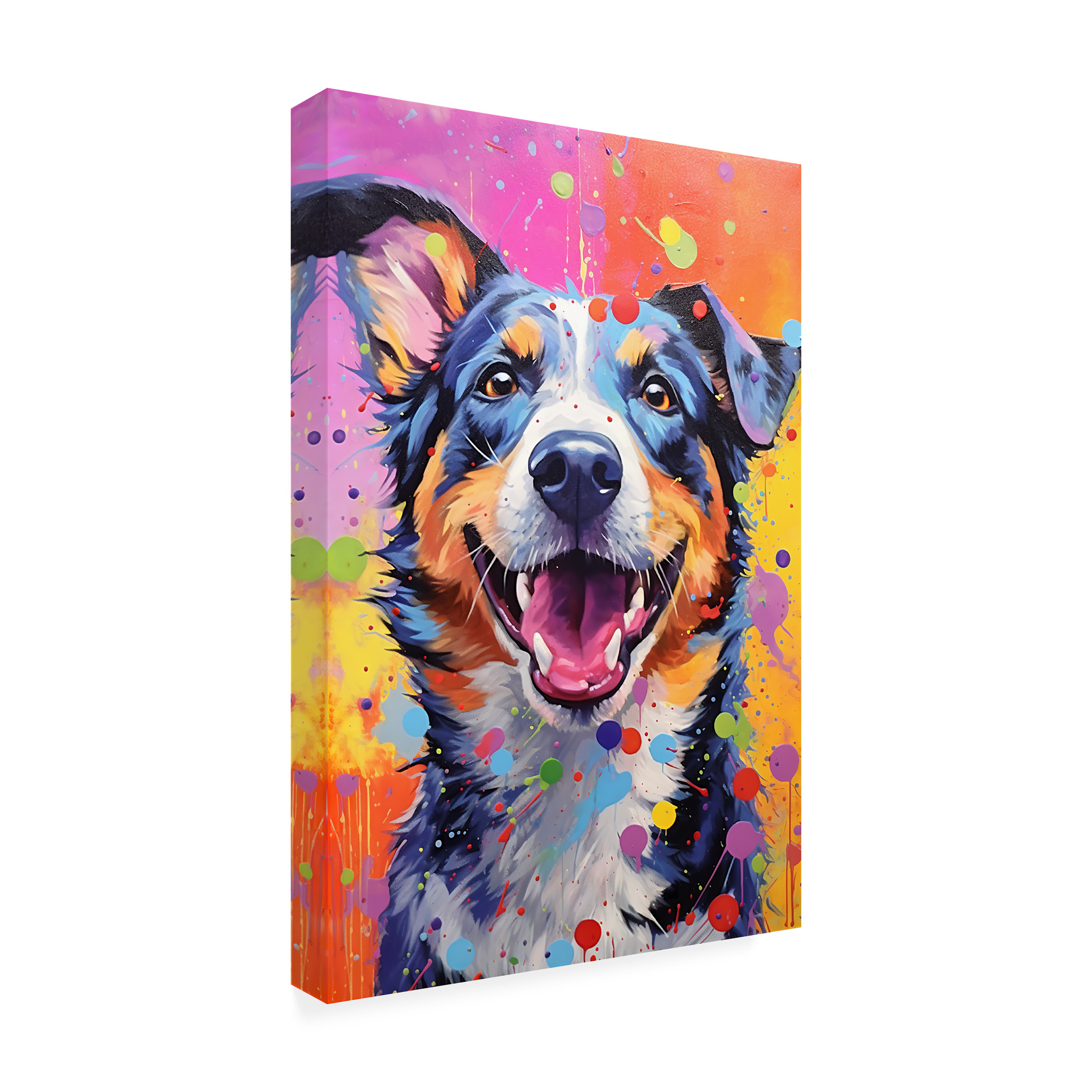 Canvas Wall Art - Ray Heere 'Happy Dog 12' Wall Art for Living Room, Bedroom, or Office DÃ©cor by Trademark Fine Art - 30 x 47 Inches