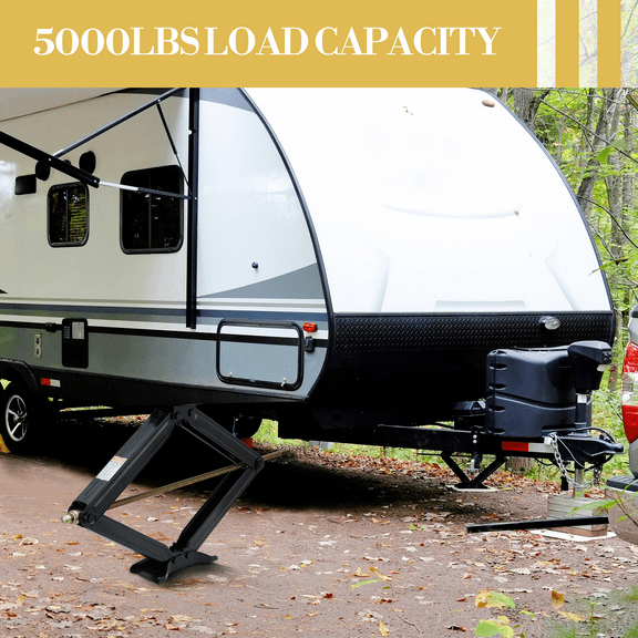 Camper Trailer RV Stabilizer Jacks, 7500Lb Heavy Duty 30" RV Stabilizer Leveling Scissor Jack with Crank Handle & Drill Sockets for  Camper, Black