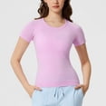 thumbnail image 5 of Wiyuqeen Women Fitted Workout Tops Short Sleeve Solid Basic Y2K Going Out Crew Neck Tees Stretch Camisa De Para Mujer Pink 6/M, 5 of 10