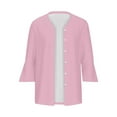 thumbnail image 4 of Jalioing 3/4 Sleeve Cardigan for Women Lightweight Coverup Fall Winter Single-Breasted Button Cardigans, 4 of 5