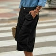 thumbnail image 5 of RYRJJ Women's High-Rise Cotton Twill Capri Hiking Shorts Multi Pocket Casual Loose Long Cargo Shorts Below Knee 3/4 Cargo Pants(Black,M), 5 of 9