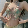thumbnail image 5 of Backless Spaghetti Straps Crop Tube Top with Butterfly Embroidery for Women Halterneck Camisole Bralette Club Party Wear, 5 of 19