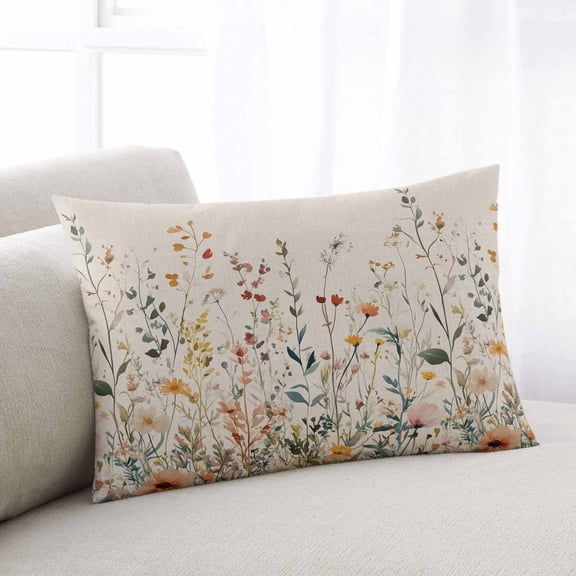 Vintage Botanical Lumar Pillow Covers,Spring Floral Summer Botanical Rustic Breathable Throw Pillow Cases with Invisible Zipper,Decorative Pillowcase Pillows Protectors for Sofa Bed Chair 16"x24"