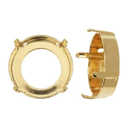 Swarovski Crystal Beads Fancy Earring - Swarovski Crystal Fancy Stone Setting, Fits #1122 18mm Rivoli, 2 Pieces, Gold Plated