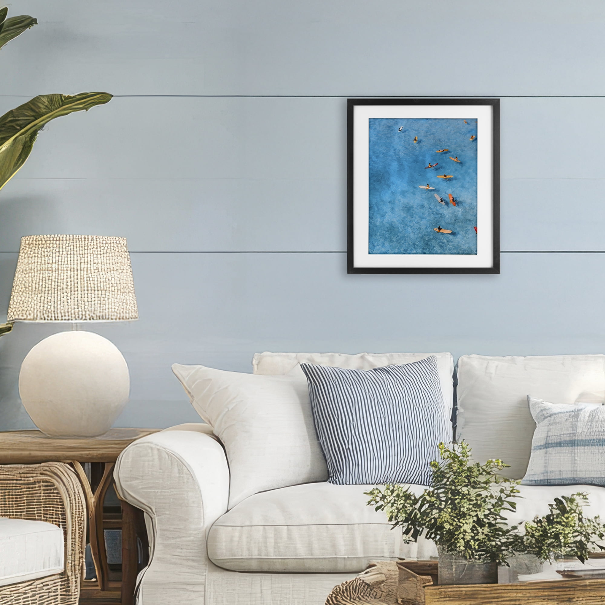 Stupell Industries Leisurely Surfers on Sea Black Framed Print Under Glass, design by Jesse Keith