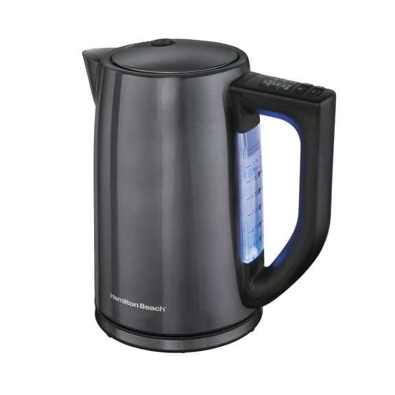 Hamilton Beach Black Stainless Steel Electric Kettle, Tea & Water Kettle, 1.7L, Variable Temperature