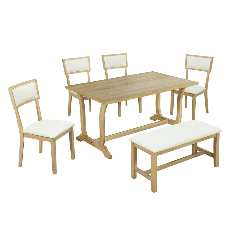 Atumon Dining Table Set for 6, Dining Room Set with Beige
