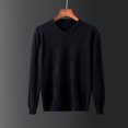 thumbnail image 5 of JTieacloth Big & Tall Mens Sweaters Male V Neck Sweater Simple Slim Fit Trend Underlay Shirt Men's Handsome Solid Color Knitting Shirt(Black), 5 of 6