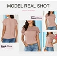 thumbnail image 5 of UVN Blouses for Women Summer Short Sleeve Crewneck Dressy Shirts Casual Waffle Knit Hollow Out Tunic Tops, 5 of 9