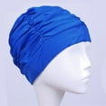 thumbnail image 5 of ZACPNCV Swim Cap for Women Solid Color Nylon Swim Cap with A Pleated Headband Blue Free Size, 5 of 6