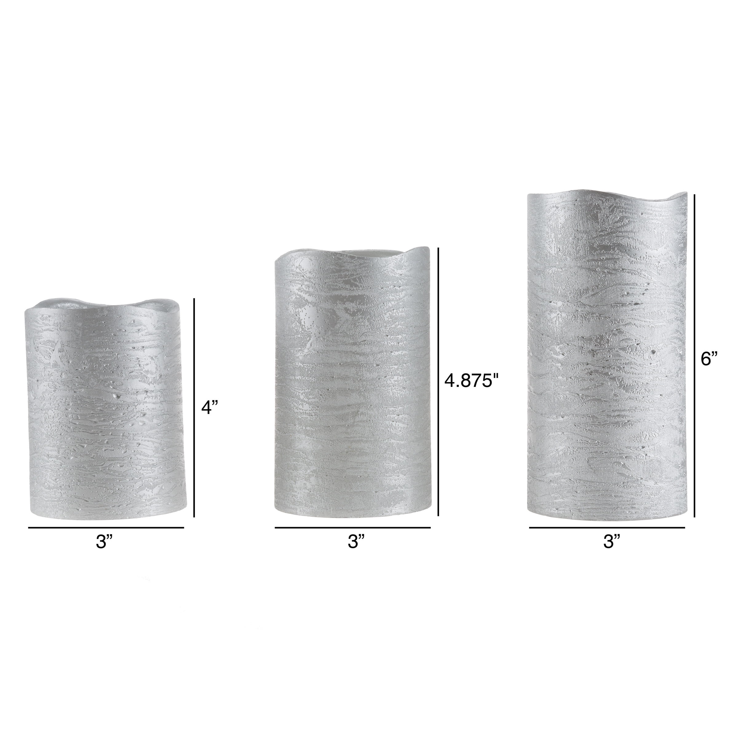 Lavish Home Set of 3 Flameless LED Real Wax Candles with Remote (Silver)