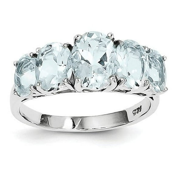 Primal Silver Sterling Silver Rhodium Aquamarine Ring