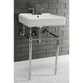 thumbnail image 4 of Kingston Brass KVPB2018W41 Edwardian 20" Porcelain Console Sink with Brass Legs (4-Inch, 3-Hole), White/Polished Chrome, 4 of 8