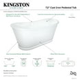 thumbnail image 4 of Kingston Brass VCTDS723129 72" Cast Iron Oval Double Slipper Pedestal Tub (No Faucet Drillings), White, 4 of 7