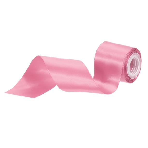 Uxcell Cinta de satén sólida de doble cara de 2" y 5 yardas de tela de poliéster color rosa