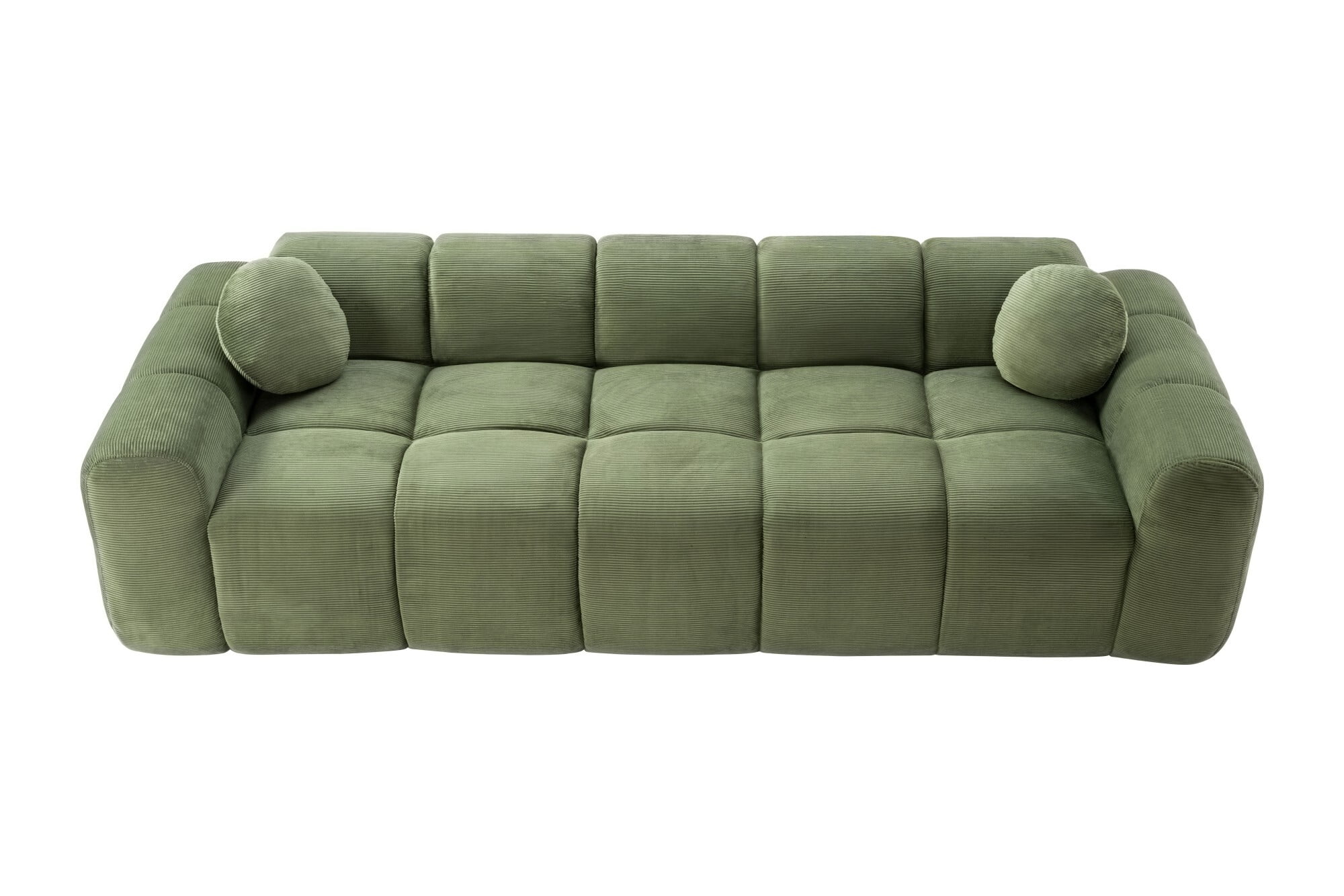AENKYO 98" Corduroy Cloud Puff Sofa, Modern 4-Seater Bubble Block Couch, No Assembly, Sage Green