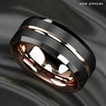 thumbnail image 2 of Tungsten Rings for Men Wedding Bands for Him Womens Wedding Bands for Her 8mm Black Brushed Rose Gold, 2 of 10