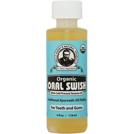 Uncle Harry's Oral Swish for Ayurvedic Oil Pulling | Sesame Oil, Oregano, & Clove | Whitening Mouthwash Treatment for Healthy Teeth & Gums (4 oz)