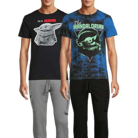 Star Wars Baby Yoda Men's & Big Men's Tie-Dye & Cloud Wash Graphic T-Shirts, 2-Pack, Sizes S-3XL
