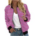 thumbnail image 6 of biudgviw Fall Jackets for Women Trendy Long Sleeve Striped Printed Zipped up Tops Fashion Crewneck Hooded Outwear, 6 of 7