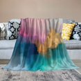 thumbnail image 2 of WERPE Flannel Blanket Gifts Gold and Blue Abstract Art White, 2 of 6