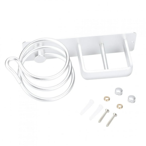 Soporte para secador de pelo, estante de aluminio montado en la pared, estante para secador de pelo, organizador de secador de pelo de pared elaborado con cuidado