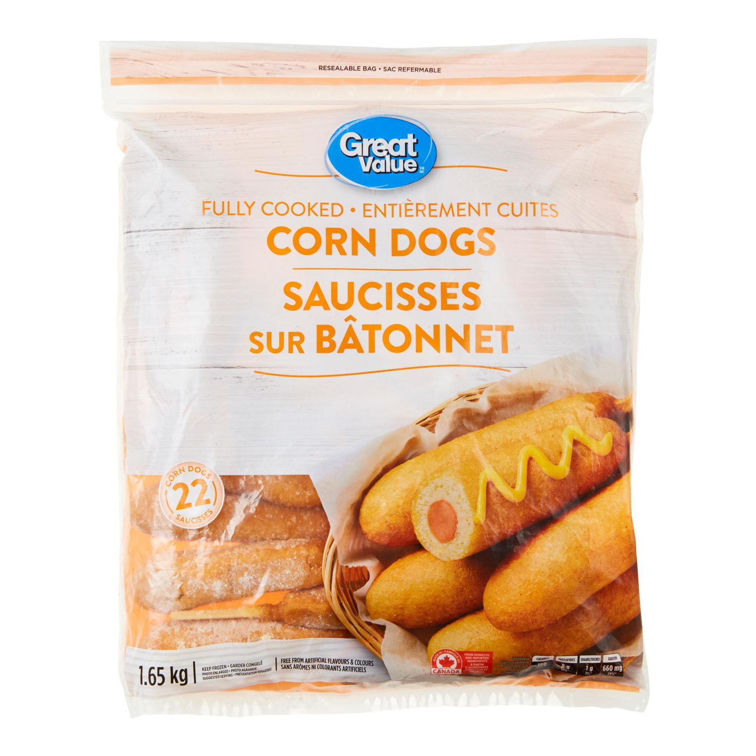 Great Value Corn Dogs 22 pieces 1.2 kg Walmart