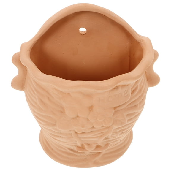 DINHEAROM Balcony Flowerpots Wall Mounted Planter Light Brown Clay 1Pack