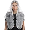 thumbnail image 4 of Catholic Lace Mantilla Veil - Marian Apparitions Embroidery Spanish Church Mass Scarf Chapel Prayer Christian Veil, 4 of 6