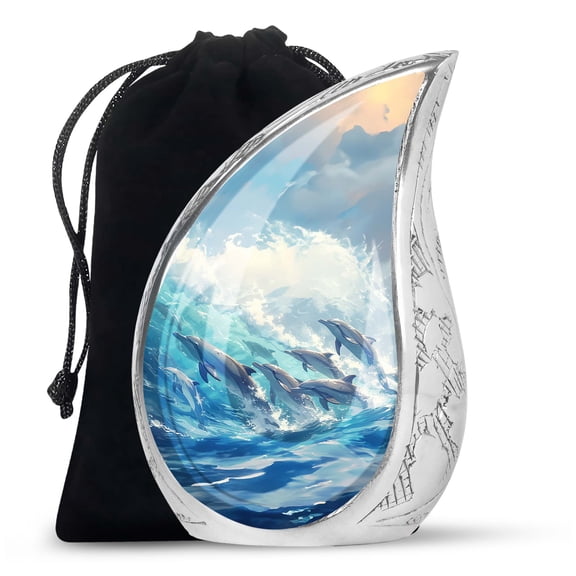 Dolphin Urn for Ashes 10 Inch, Teardrop Urn, Ashes Urn for Dad, Cremation Urns for Adult Ashes, Urn for Ashes for Women, Urns for Ashes Adult Female, Urn for Human Ashes, Burial Urns