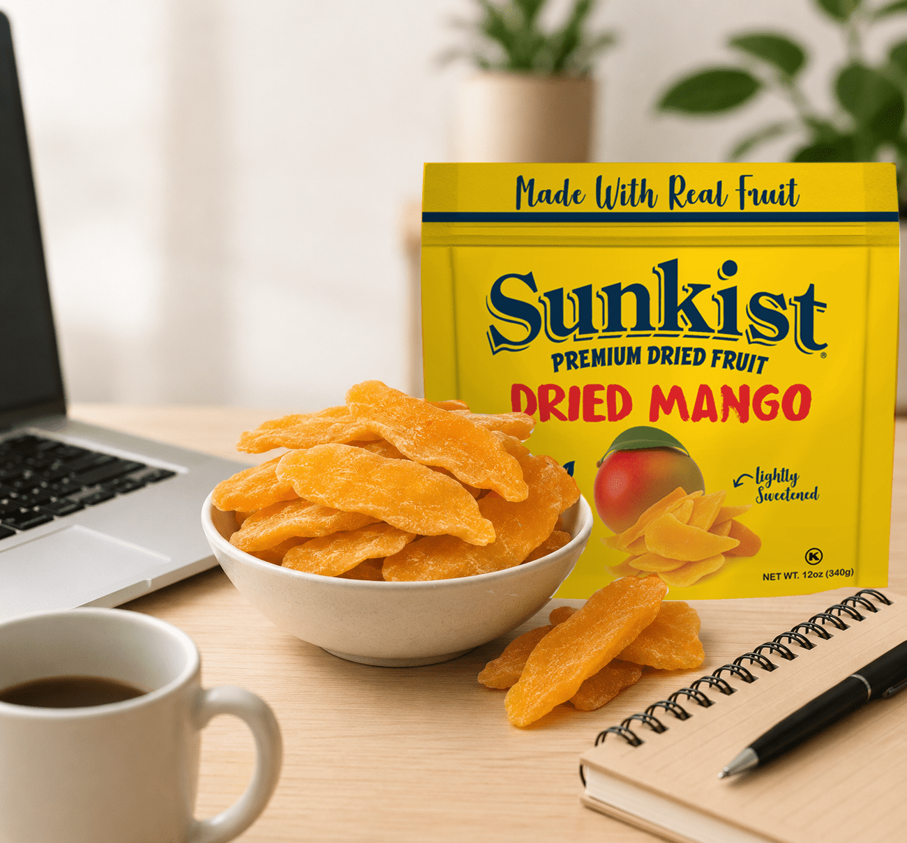 Sunkist Premium Lightly Sweetened Dried Mango, 12 oz Bag