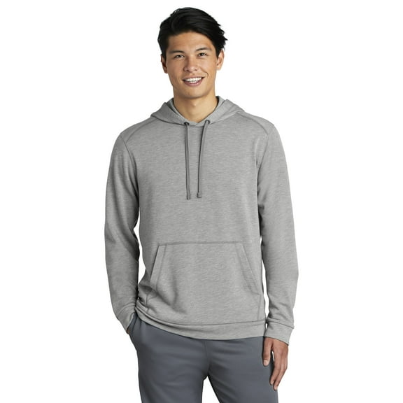 Sport Tek Male Mock Neck Hooded Pullover Light Grey Hth X-Large