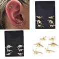 thumbnail image 2 of 3Pairs Women's Vintage Punk Animal Dinosaur Shape Ear Piercing Studs Earrings Gold, 2 of 5