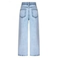 thumbnail image 5 of Hessimy Girls Wide Leg Jeans Size 12-14 Waterproof Outdoor Cargo Pants Jogger Heart Embroidered Denim Pants High Waist Parachute Pants Teen Girl Clothes Home Pants (Light Blue,160), 5 of 5