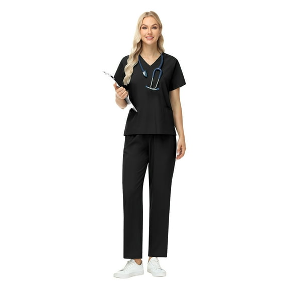 VIAOLI Women's Scrubs Set - Stretchy Medical Uniform with Pockets, for Nurses & Doctors, S-XXL, Multi-Color