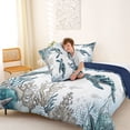thumbnail image 4 of jejeloiu Watercolor Sea Turtle Full Size Comforter Sets,Ocean Coral Starfish Bedding Comforter Set For Boys,Light Blue,Navy Blue Reversible,3pcs,1 Comforter and 2 Pillowcases, 4 of 7