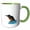 Green/White, variant on 3drose, Turquoise Blue Fishing Bird Vector Art, 11oz Two-tone Black Mug